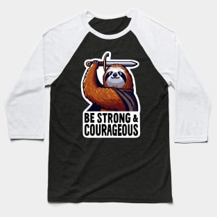 Be Strong and Courageous Sloth Baseball T-Shirt